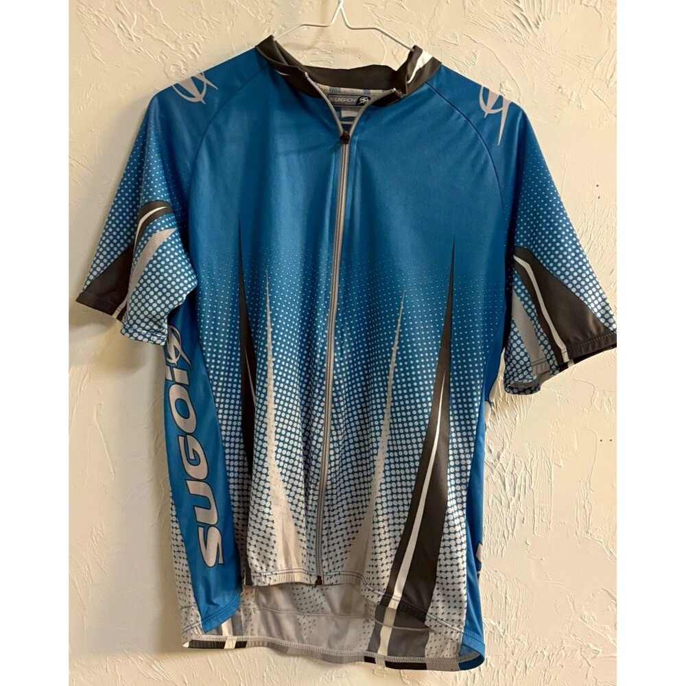 Sugoi Men's Cycling Jersey Short Sleeve Full Zip Blue/Black/Gray M